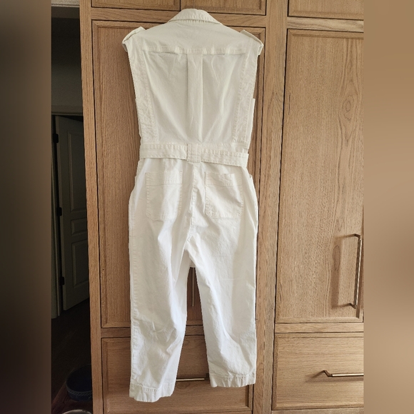 Banana Republic Petite Utility Jumpsuit Romper White‎ Sleeveless Crop Onesie - Picture 8 of 12